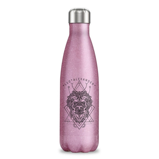 Μπουκάλι Θερμός Glitter 500ml Ροζ με Ζώδιο 05